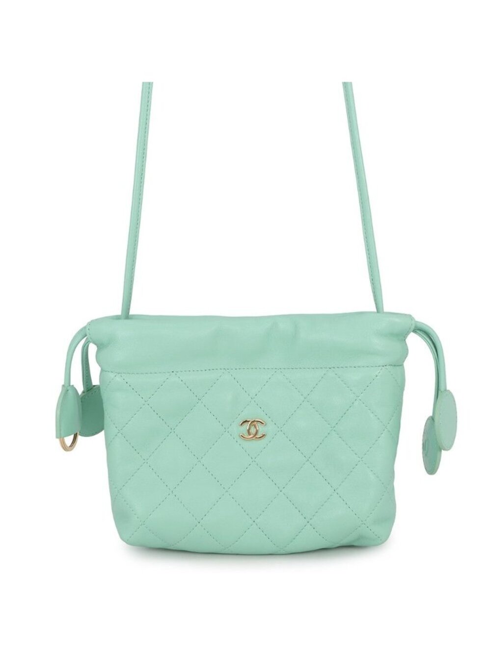 Chanel Shoulder Bag Strap Clutch Quilted CC Logo Lambskin